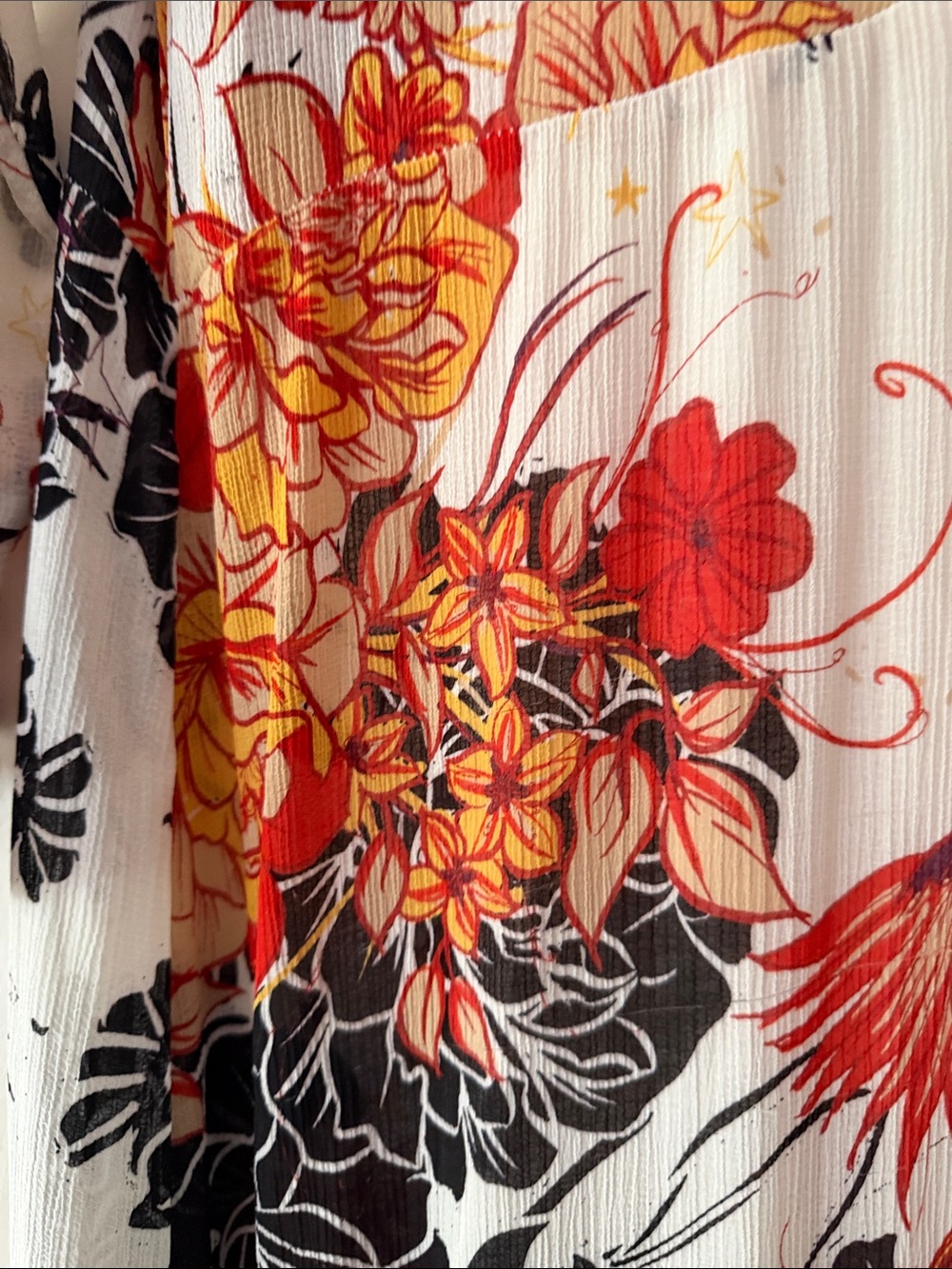 Free People Floral V-Neck Tiered Maxi Dress in White, Orange, & Black - Picture 5 of 11